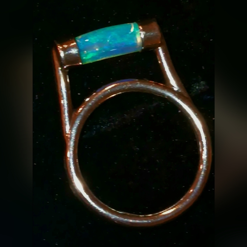 Opal Ring Opalized Belemnite Sterling Silver Colo… - image 3